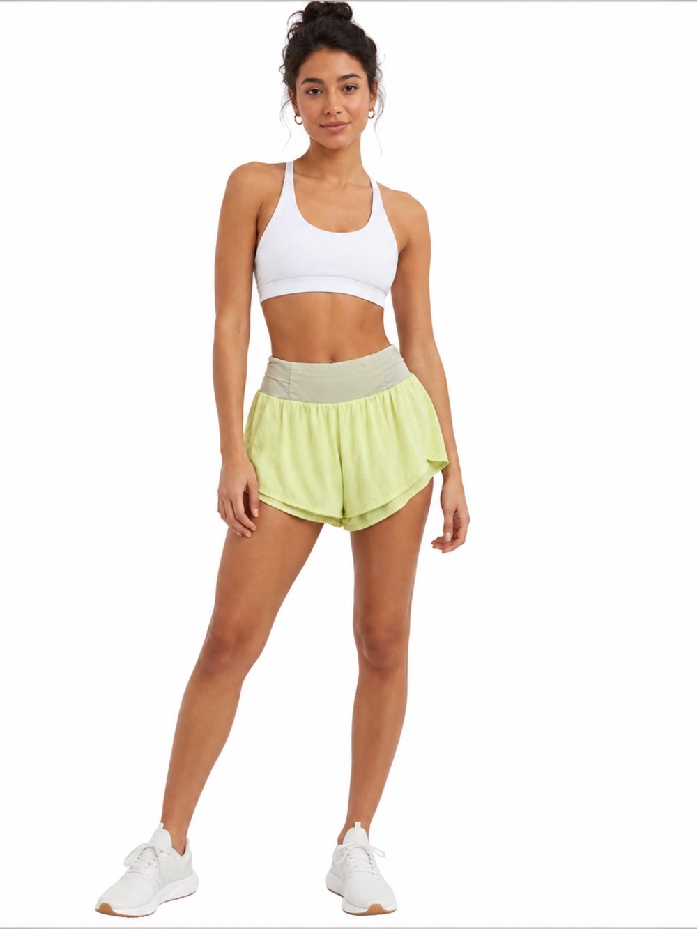FREE PEOPLE MOVEMENT Neon Yellow Athletic Running Shorts Zip Pocket M